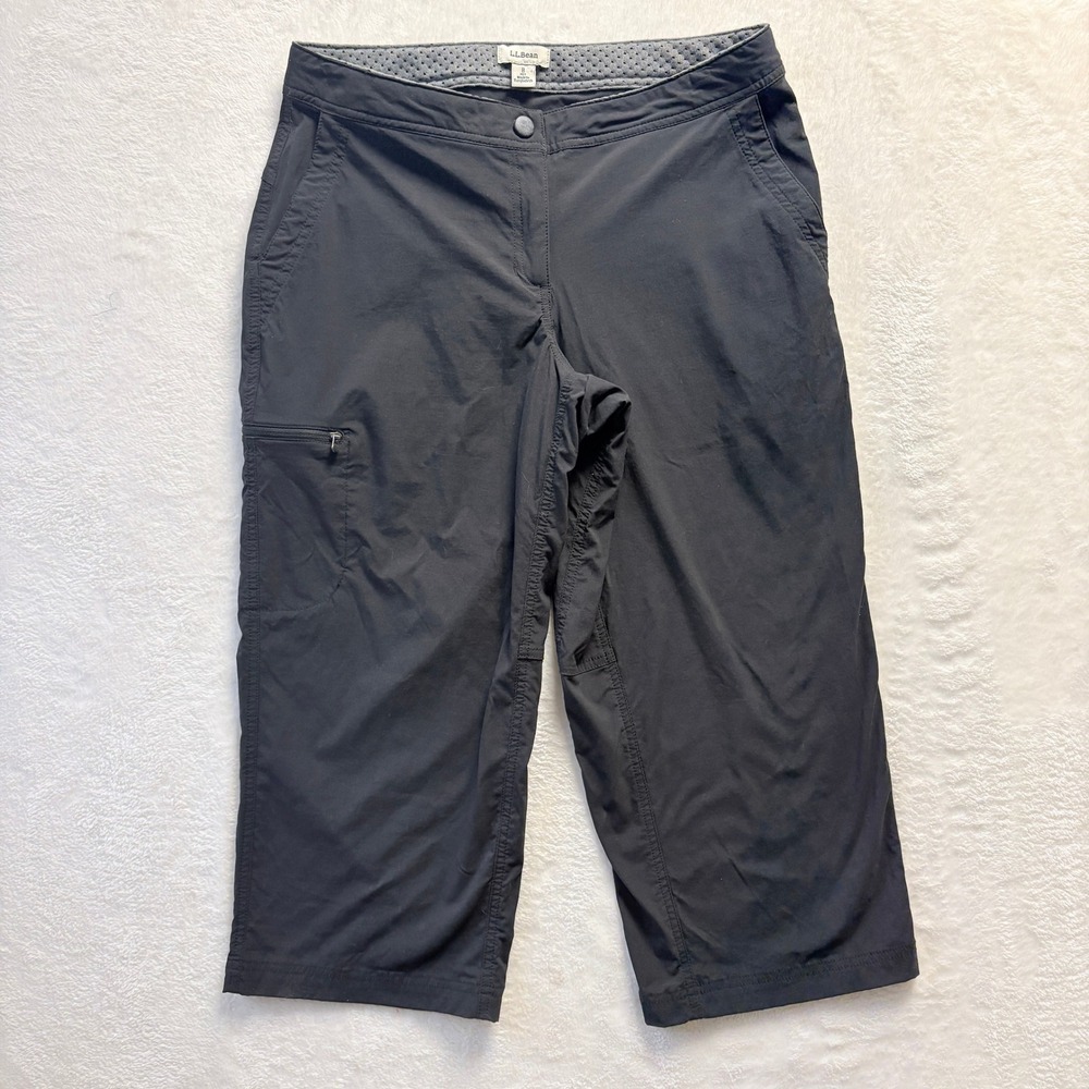 LL Bean Capri Cargo‎ Pants Women Sz 8 Petite Black Outdoor Hiking Gorpcore